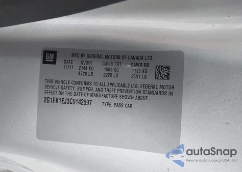 2012 Chevrolet Camaro 2Ss из США, поврежденный, VIN 2G1FK1EJ3C9142597